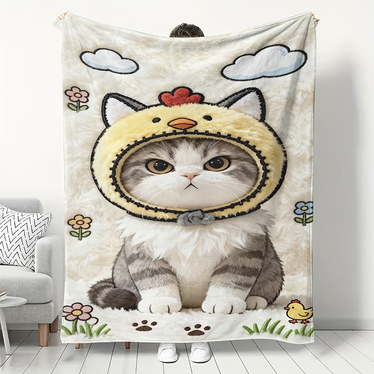 Baby Nursery In Hospital - Ultraweiche Katzen-Cartoon-Fleecedecke, Plüsch-Kuscheldecke, Gemütliches Haustierbett, Kinderzimmerdekoration,