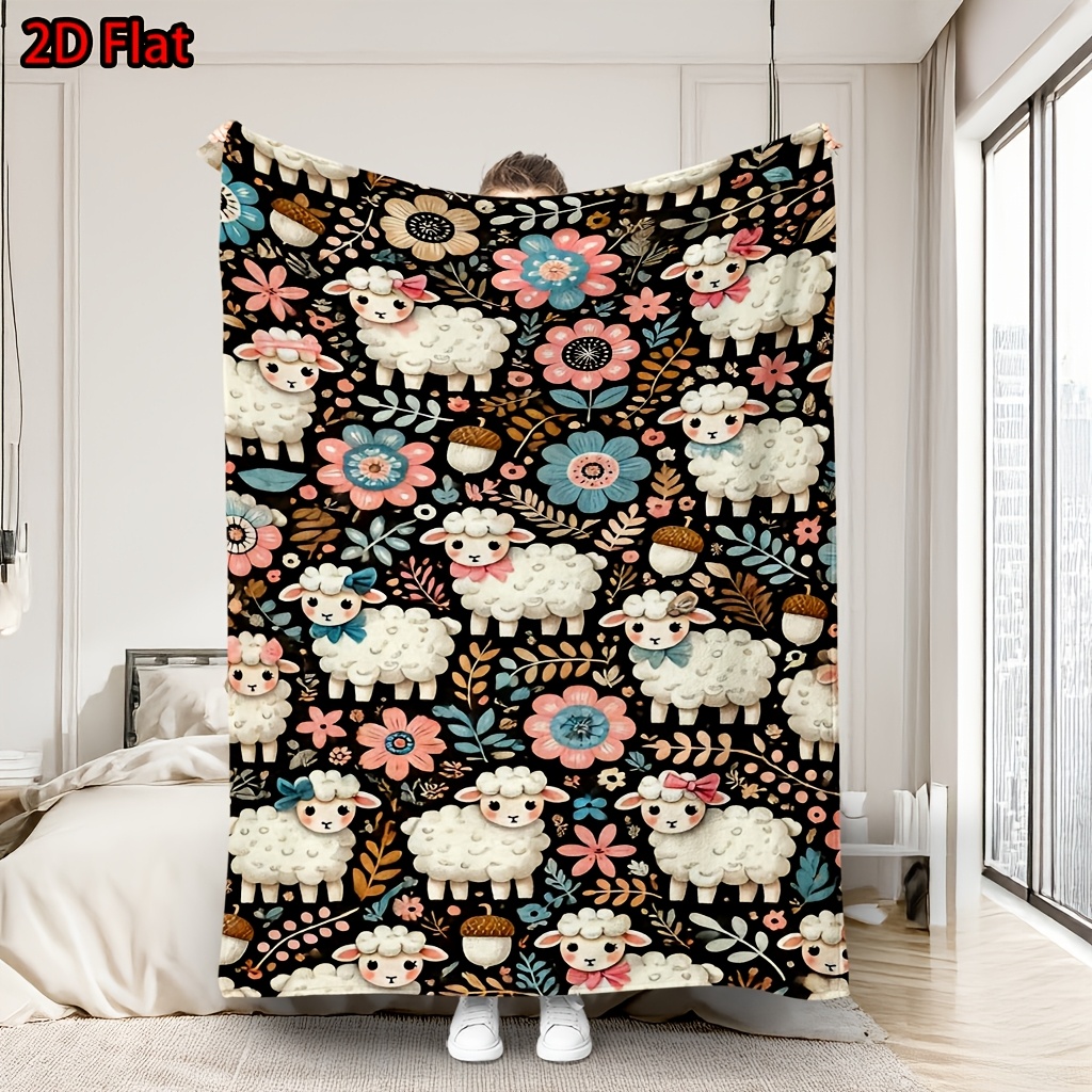 Baby Nursery In Hospital - Weiche, niedliche Schaf-Blumenmuster-Decke für Kinderzimmer-Deko, Bettüberwurf,