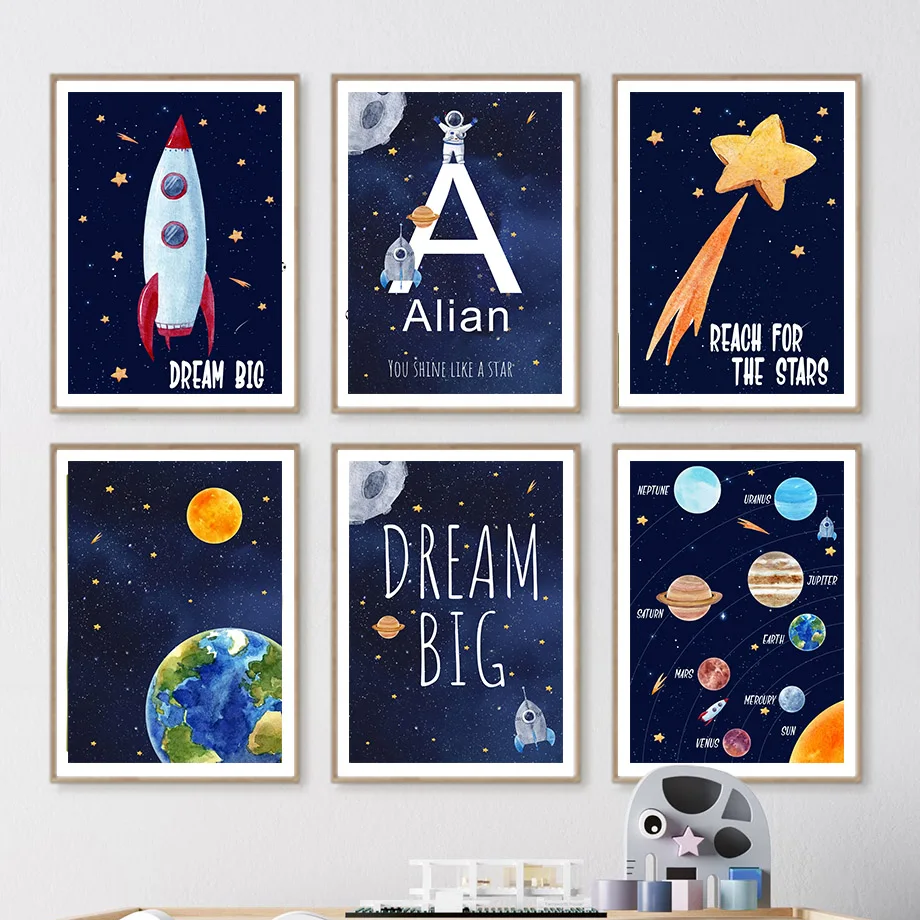 Baby Name Wall Art - 1 Stück Leinwandbild mit individuellem Namen,