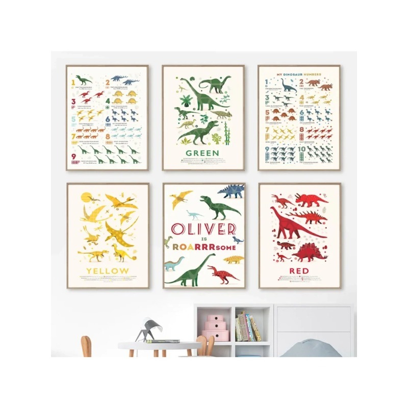 Dinosaurier-Zahlen Lernposter  – Baby Name Wall Art Bewertung und Preis